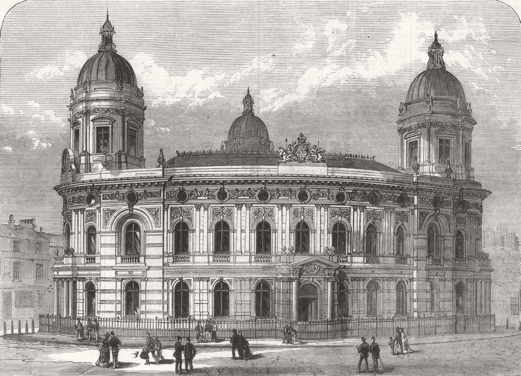 YORKS. The new Dock Offices, Hull 1871 old antique vintage print picture